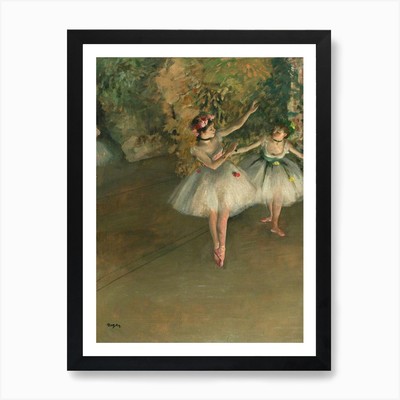 Zwei Tänzer auf einer Bühne, Edgar Degas gerahmtes Wandbild Poster Leinwanddruck Bild