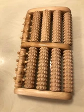 foot massager, dual roller,  wooden