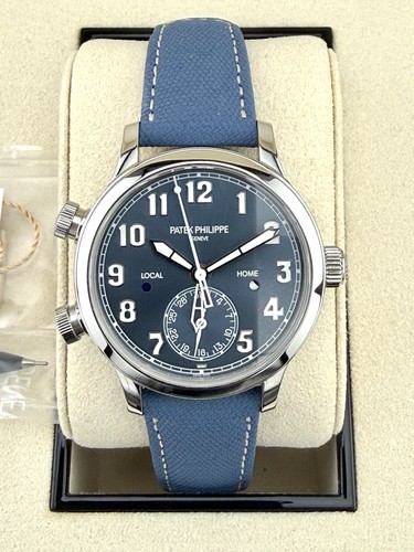 Rare Patek Philippe Blue Steel Pilot Travel Time Calatrava 7234A-001 Full Set