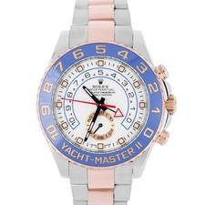 Rolex Yacht-Master II 44mm BLUE HANDS Two-Tone 18K Rose Gold Steel 116681 Watch
