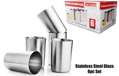 410ml EDELSTAHL Trinkglas Becher, STARK UND STABIL, GESCHENK 6er Pack