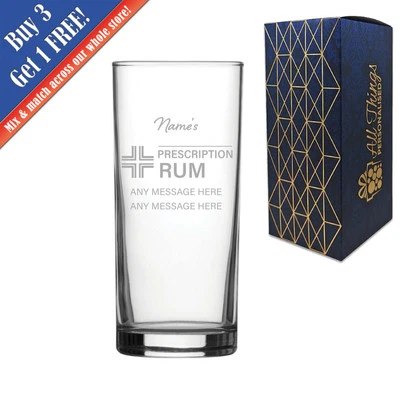 CNC GROUP Engraved Rum Glass, Personalised Prescription For Rum Design