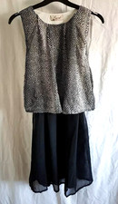Dress Black & White Print UK8 Sleeveless Small Polyester Summer Womans Lucid