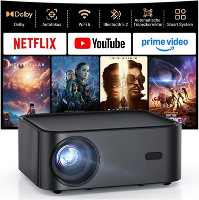 4K Smart Beamer mit integrierter Netflix-App, HAPPRUN Heimkino Projektor mit