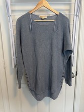 Michael Michael Kors Women s Gray Waffle-Knit Pullover Sweater M Button Cuffs