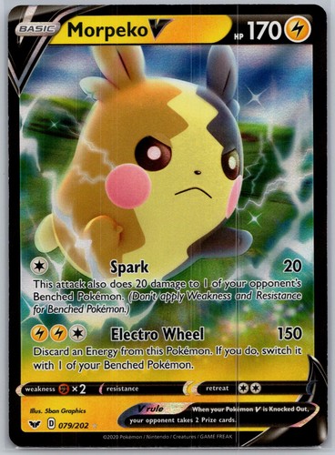 Morpeko V 079/202 Holo V Rare Sword & Shield Pokemon Near Mint