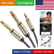 1/8 to 1/4 Stereo Cable 3.5mm TRS to Dual 6.35mm 1/4 TS Mono Y Splitter Audio...
