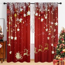 Christmas Blackout Curtains 84 inch Length 2 Panels Set, Christmas Window Cur...