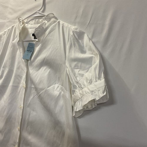 Ann Taylor White Cotton Button Down Short Sleeve Dress Shirt SZ Medium Petite - Bild 5 von 10