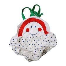 Vintage 80s Carters Baby Smile Flower Swim Suit Bubble Romper Polka Dot 12 Month