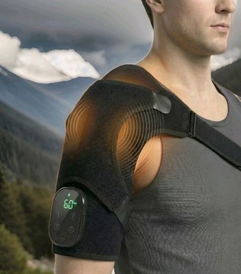 Cordless Heated Shoulder Massager with Vibration Rotator Cuff Brace Pain Relief