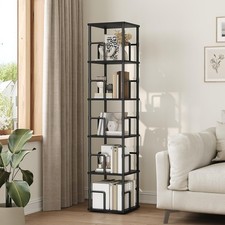 5-Tier Rotating Bookshelf, Freestanding Corner Bookshelf, 360 Spinning