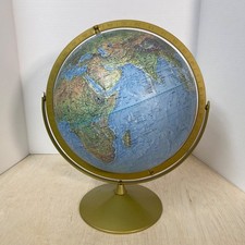Vintage Replogle Land and Sea Globe 12 in Diameter Raised Relief with USSR 1970s