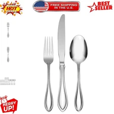 Classic 12-Piece Silverware Set, Dishwasher Safe and Stain Resistant for 4