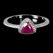 925 Sterling Silver Ring Trilliant Ruby 5mm Natural Gemstone Jewelry Size 7
