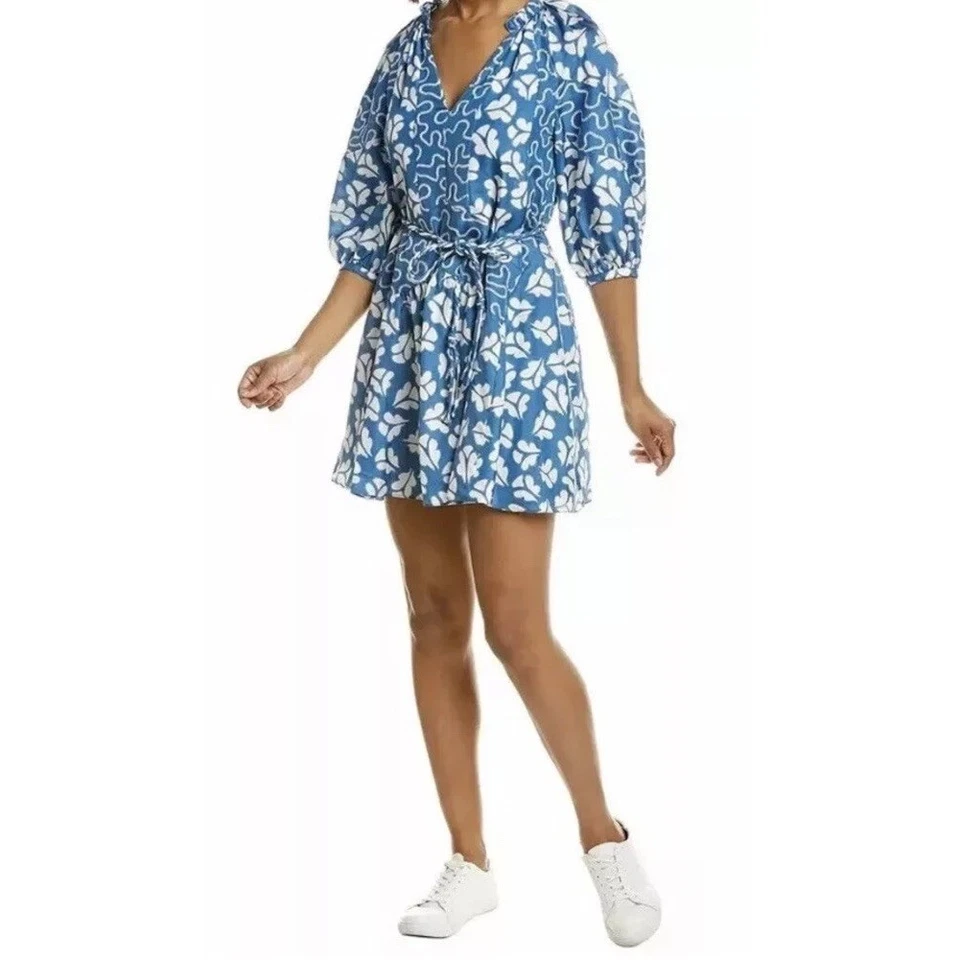 Rebecca Taylor Perla Petal Print Puff Sleeve Silk Mini Dress Size XS $495 - Image 2 of 4