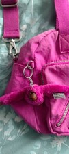 Kipling Defea Medium Shoulder Bag Pink With Monkey - Pre-loved