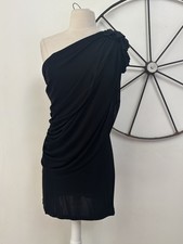 Adam Lippes one shoulder draped bodycon little black dress M