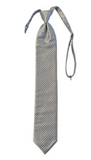 Men s Metallic Silver Shiny Pre-Tied Long Tie Adjustable Neck Diagonal Pattern