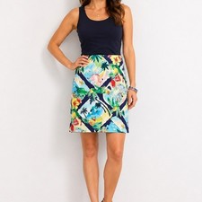 Talbots Mini Skirt Tropical Beach Flamingo Palm Tree Print Coastal 8P