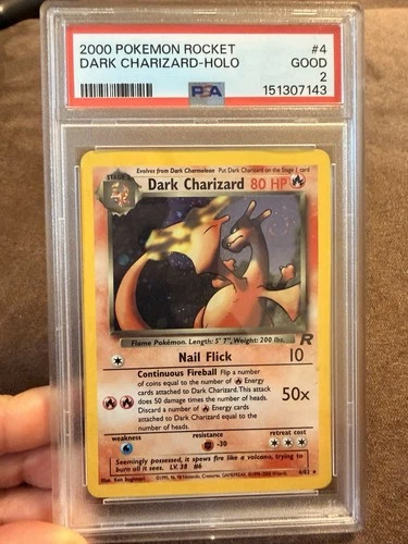 2000 POKÉMON ROCKET - DARK CHARIZARD-HOLO SWIRL - GOOD PSA 2 #4