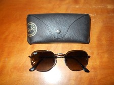 Ray Ban RB 3548 002/71 Hexagonal Black Frame Gray Glass 51mm Sunglasses w/Case