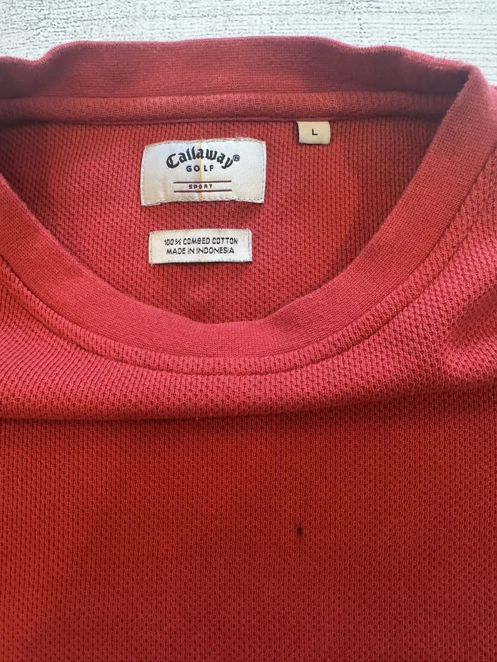 Callaway Golf Sweater Mens Large Red Crewneck Pullover 100% Cotton Casual Soft - Image 2 of 4