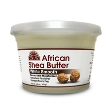 2 PACK OKAY Pure Naturals White Shea Butter for Hair and Skin - 13 Oz Jar