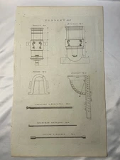 1810s Antique Gunnery Copper Engraving  Military Artillery Howitzer Mortar J Tay