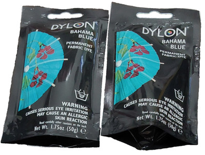 Lot of 2 Dylon Bahama Blue Permanent Fabric Dye Packs 1.75oz NEW