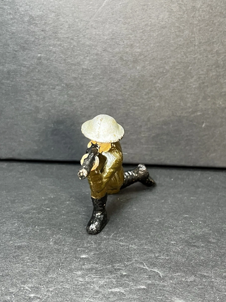 Vintage Cast Iron Solid Metal Toy Soldier - Kneeling Shooting Gun