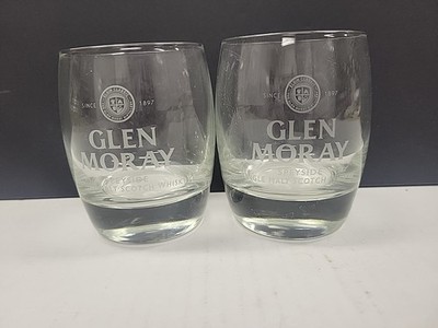 2 x Glen Moray Whisky Speyside Single Malt Scotch Whiskey Tumblers Libbey Made