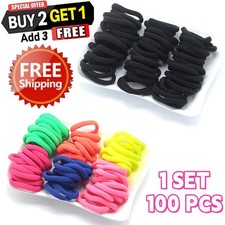 100PCS Seamless Jersey Hair Ties No-Damage Elastic Bands for Thick  Curly Hair