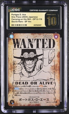 #ad CGC 10 Pristine Portgas Ace 2025 One Piece Wanted Poster OP13 119 Japanese $249.99