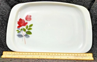 JAJ Pyrex Chelsea Rose 38 cm Hostess Tablett 60er Opalware UK Sunderland England