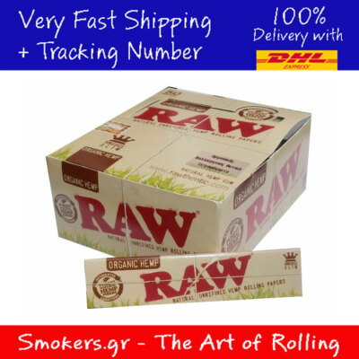 1x FULL BOX RAW ORGANIC KING SIZE SLIM NATURAL UNREFINED