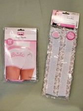 Bachlorette Bride To Be Short Shorts  Suspenders White Adult Size S/M NEW