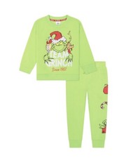 Dr. Seuss The Grinch Team Toddler 2T Green Printed Sweatshirt Jogger Set Holiday