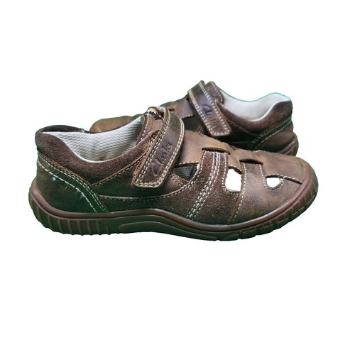 Sandales Clarks Garçon Rocco Wave Cuir Marron Taille 11F - Neuf Avec Emballage