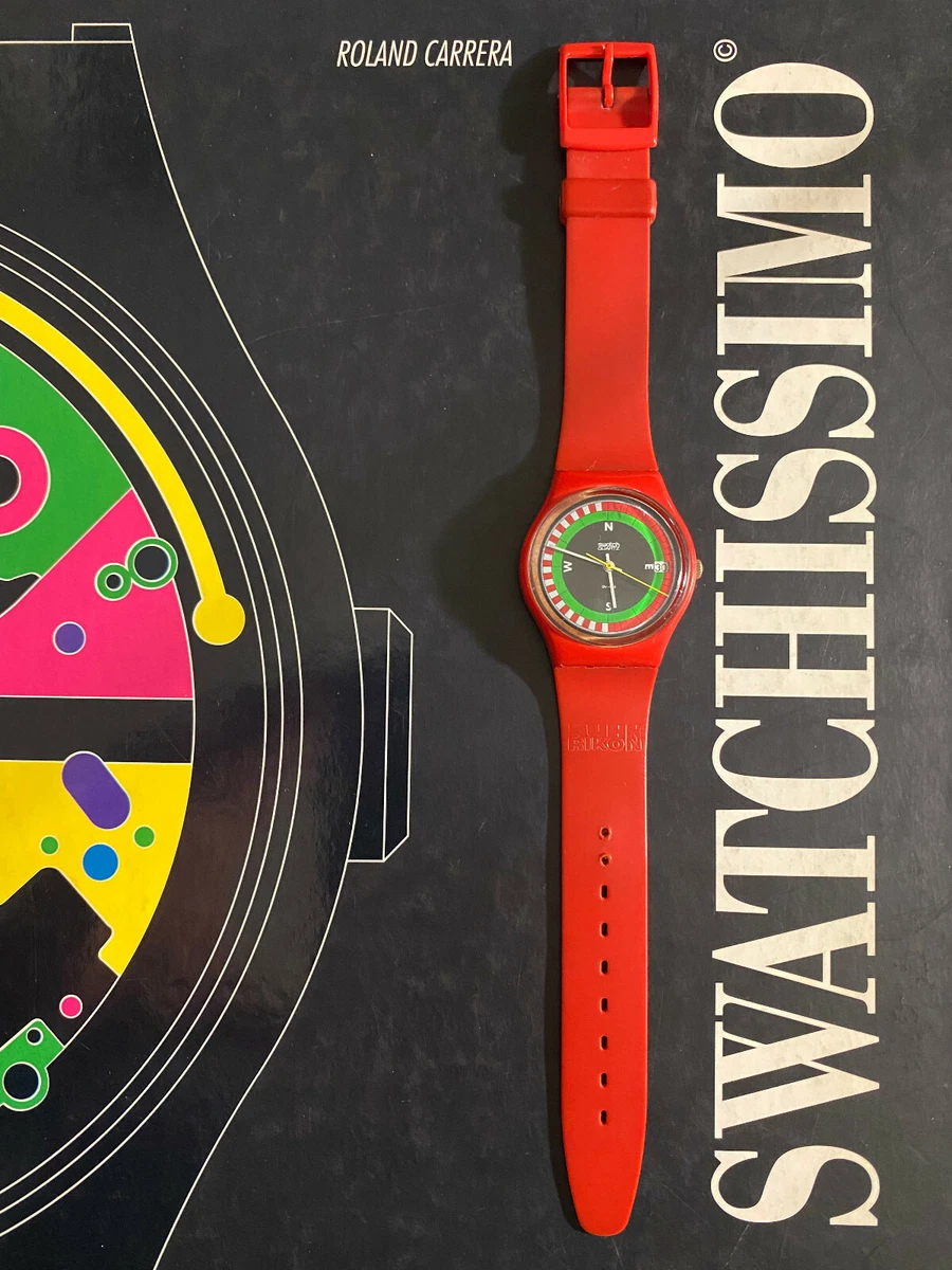 1984 Swatch Gent GR400 Compass STRAP 7 VERY RARE Used Promot. COW RIKON