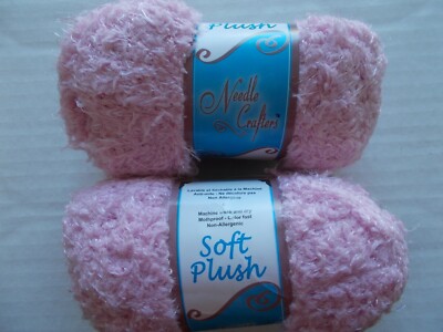 Needle Crafters Soft Plush yarn, Cool Light Pink, lot of 2