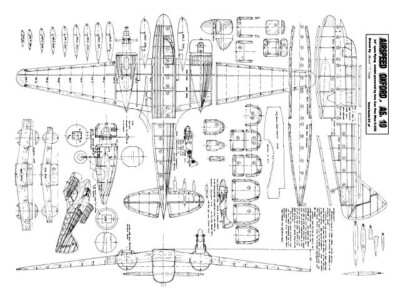 Airspeed Oxford AS10 Power F/F 34'' WS Model Airplane Plans Templates PDF on USB