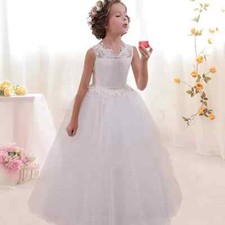 Girls Lace Wedding Dress Holy Communion Party Prom Princess Pageant Kids Dresses