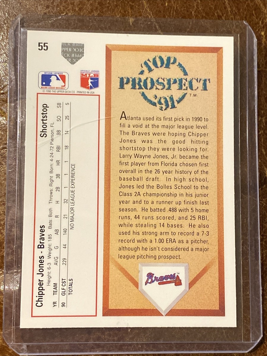 1991 Upper Deck Top Prospect, Chipper Jones Rookie #55 MINT | eBay