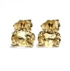 New 14k yellow gold oval Citrine gemstone stud earrings 1.7g november birthstone — photo 2