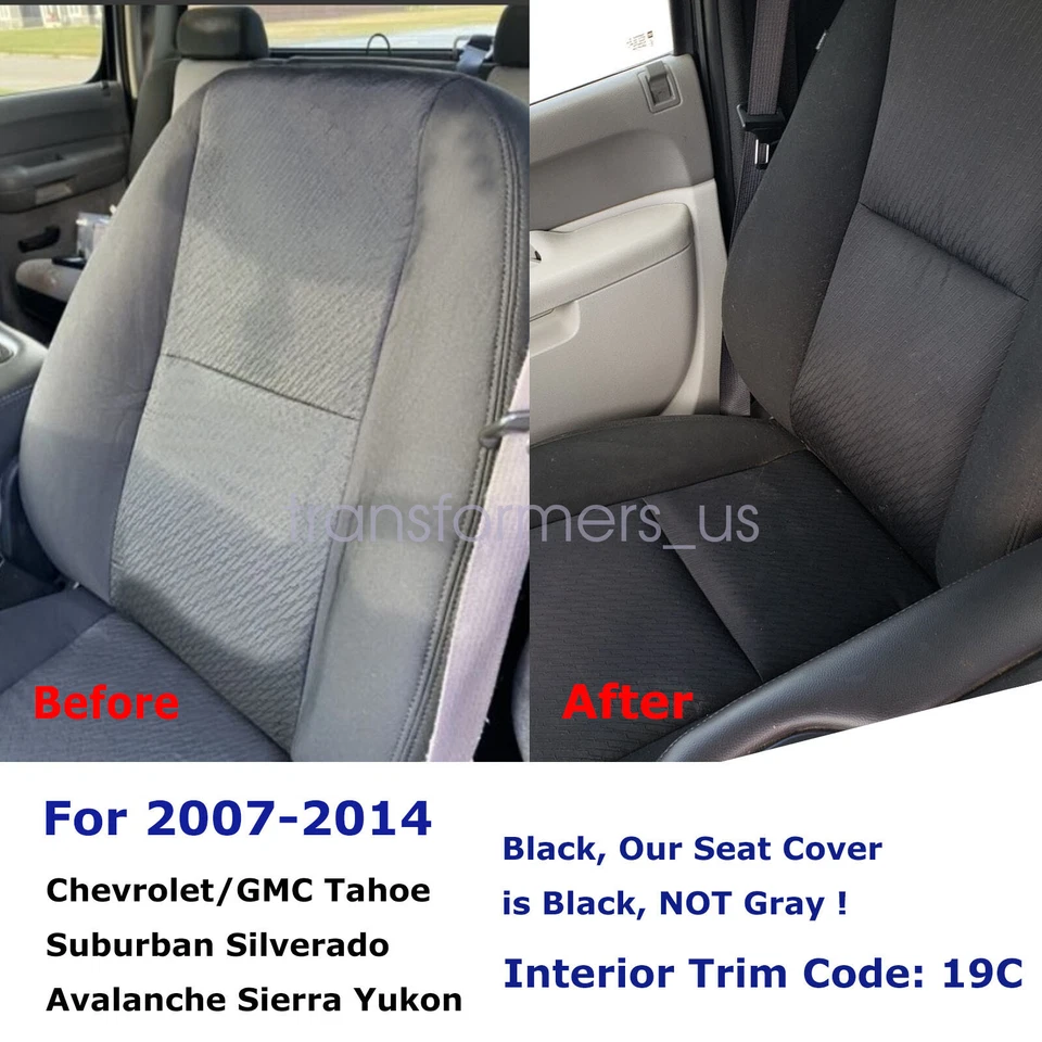 Cubierta de asiento inferior de tela negra para conductor y pasajero GMC Sierra Yukon 2007-2014 Foto 4 de 4