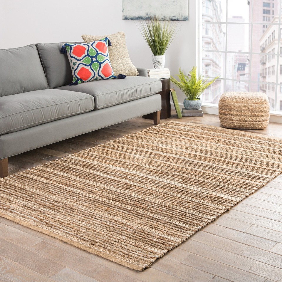 Jute 2x4 Area Rug, Solid, Tan/White eBay