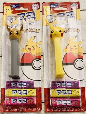 Pokémon Pikachu & Eevee PEZ Candy Dispensers Refills Ships FAST!