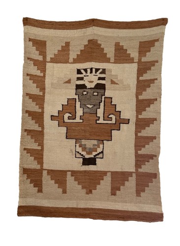 Vintage MCM Large Peruvian Wool Rug Wall Hanging Tapestry 50x72