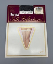 Vtg Hanes Silk Reflections Silky Thigh Highs BARELY BLACK SIZE A-B BRAND NEW